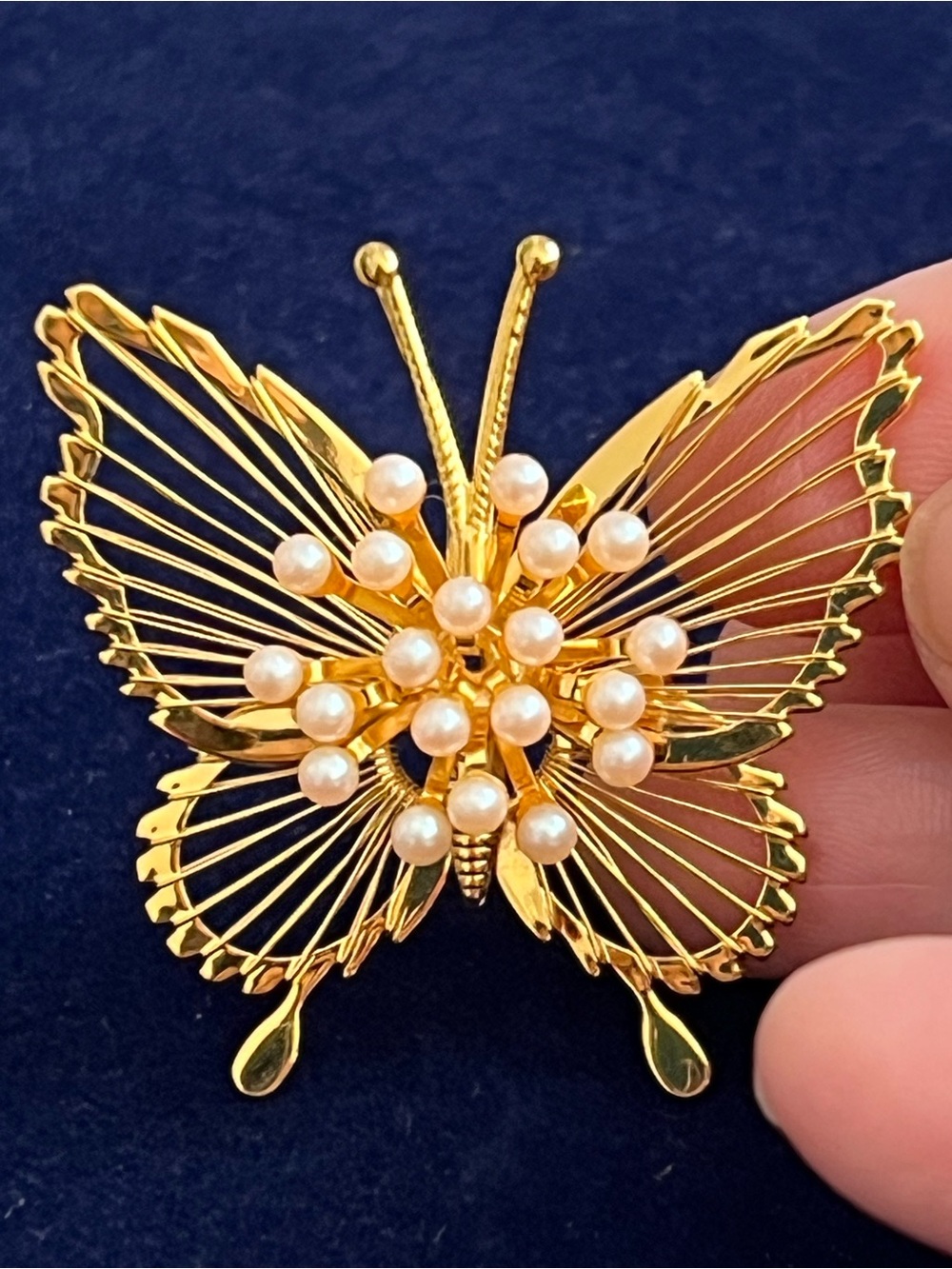 Authentic Vintage Monet **Gold Tone** Butterfly Brooch